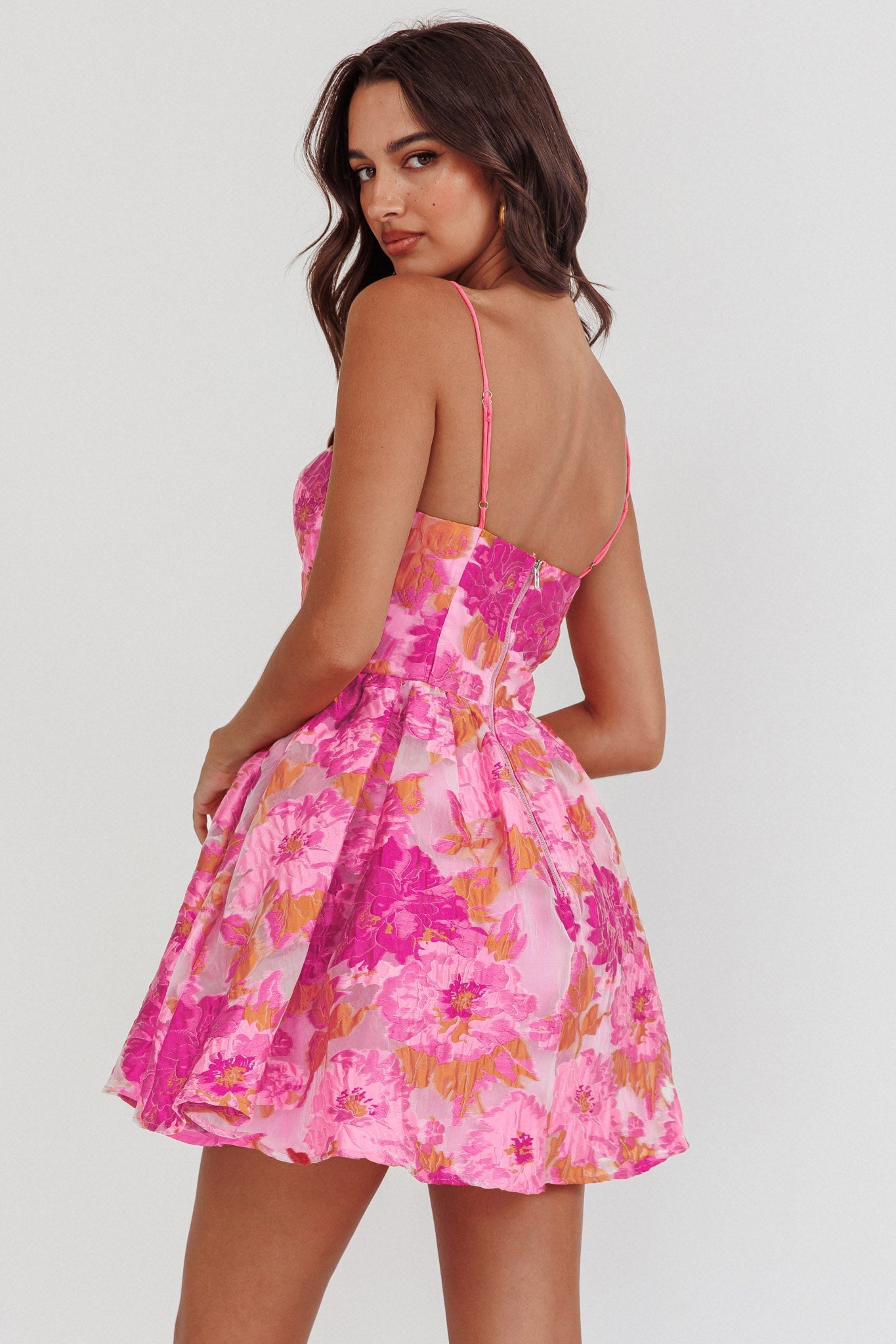 Belle Enchanted Jacquard Mini Dress in Pink