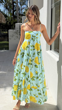 Lemon/Aqua Floral