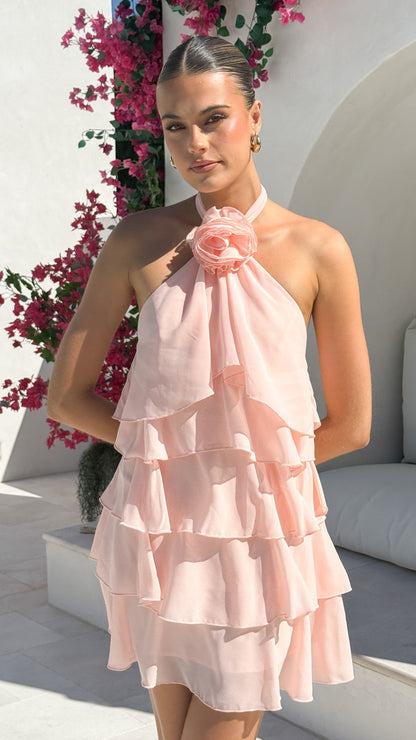 Gabby Linen Mini Dress in Soft Yellow