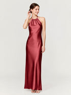 Margot Acetate Satin Halter Dress