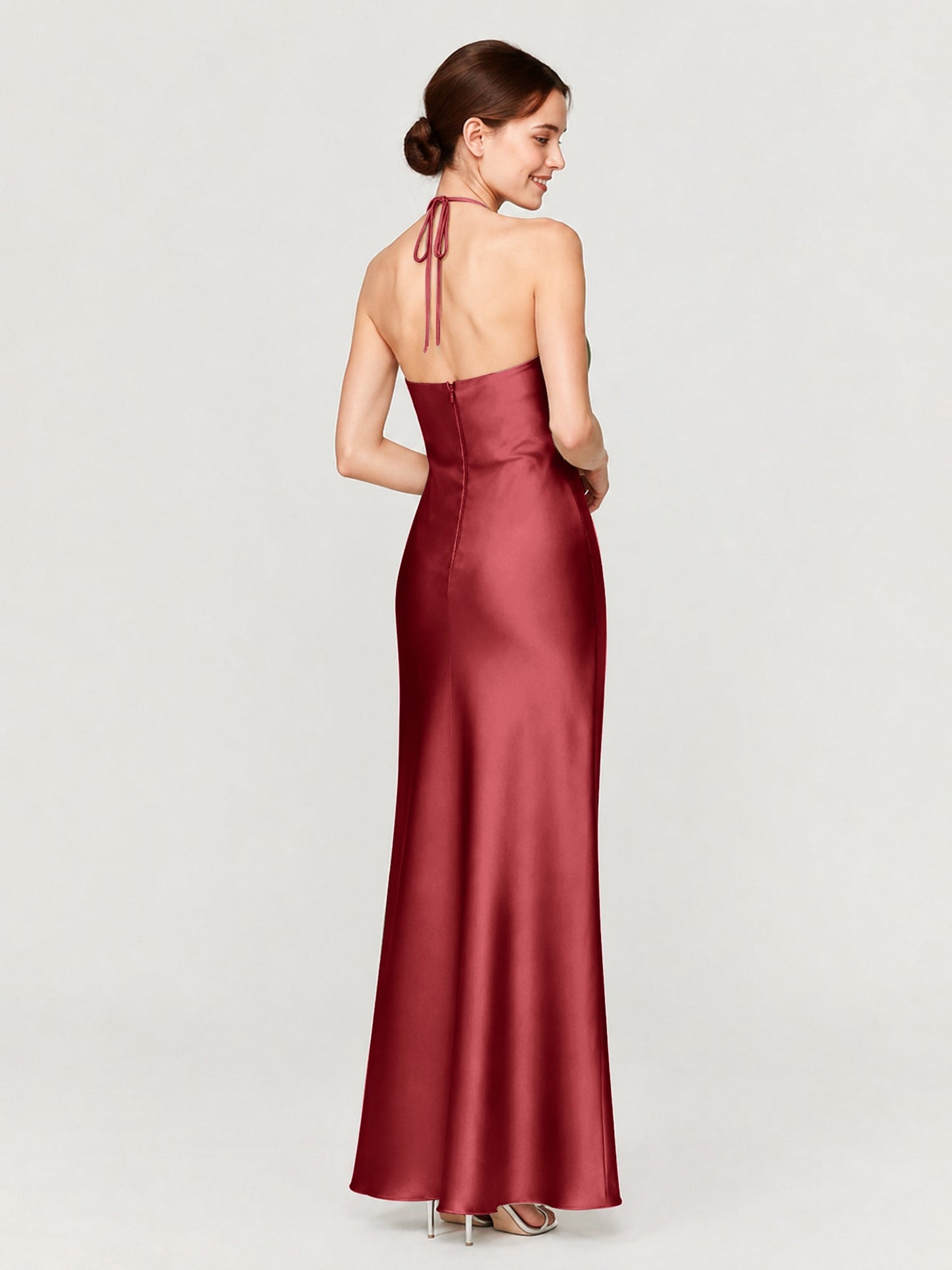 Margot Acetate Satin Halter Dress