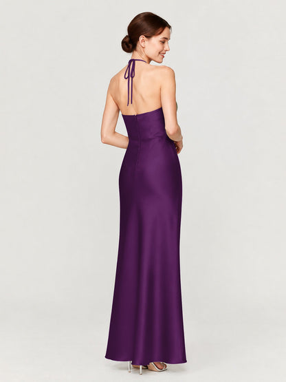 Margot Acetate Satin Halter Dress