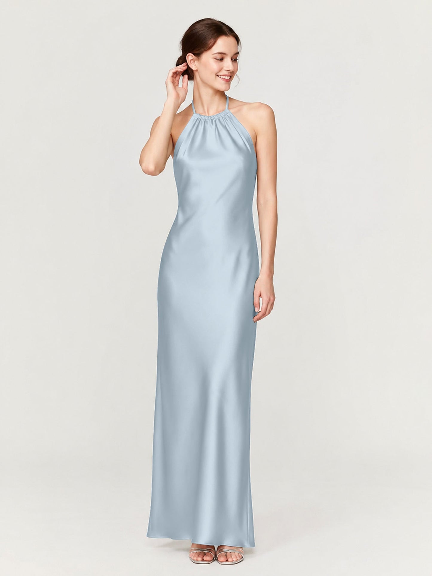 Margot Acetate Satin Halter Dress