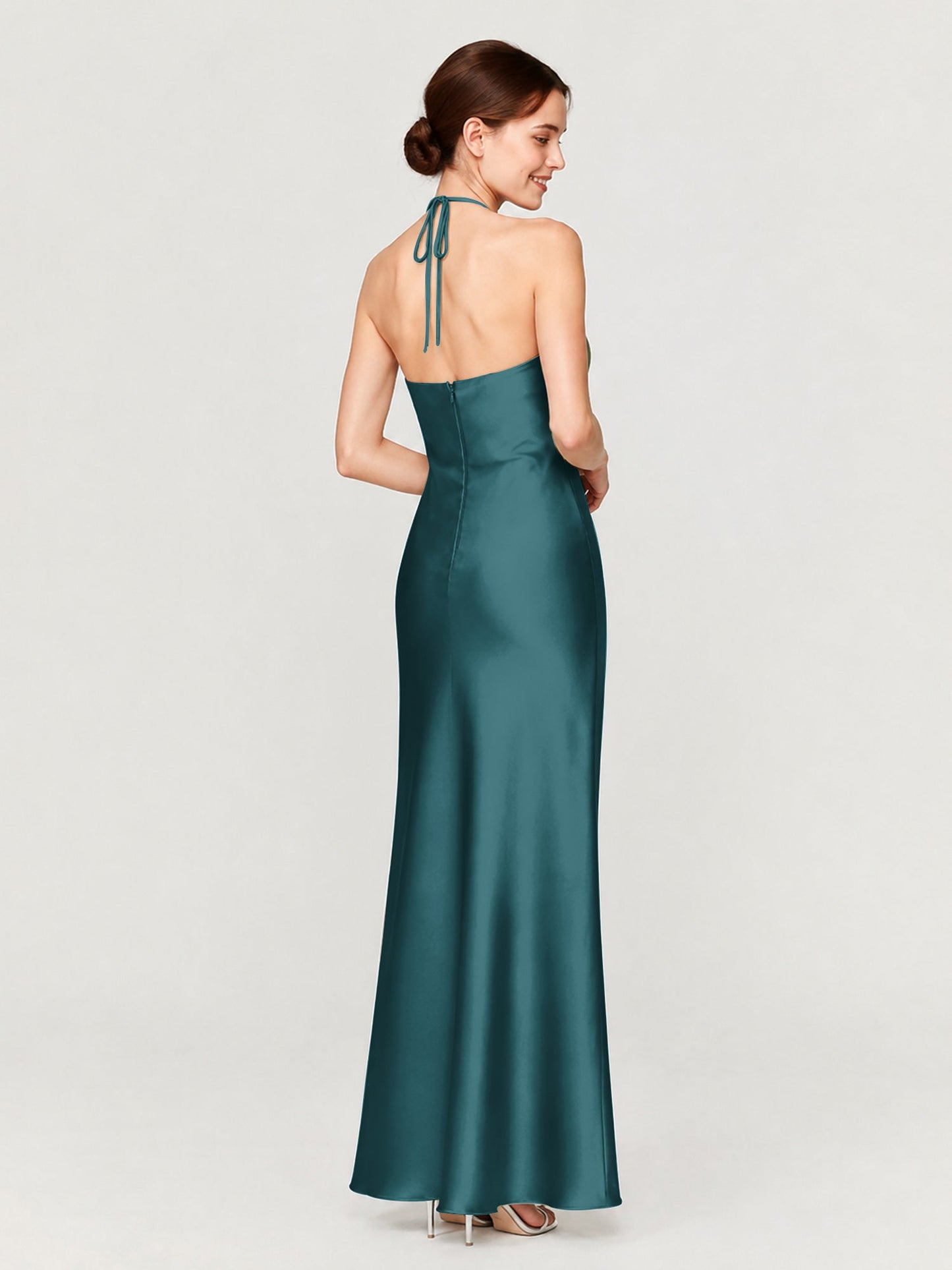 Margot Acetate Satin Halter Dress