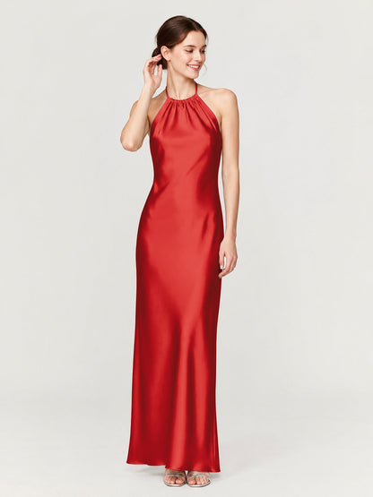 Margot Acetate Satin Halter Dress