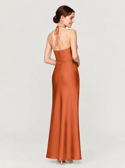 Margot Acetate Satin Halter Dress