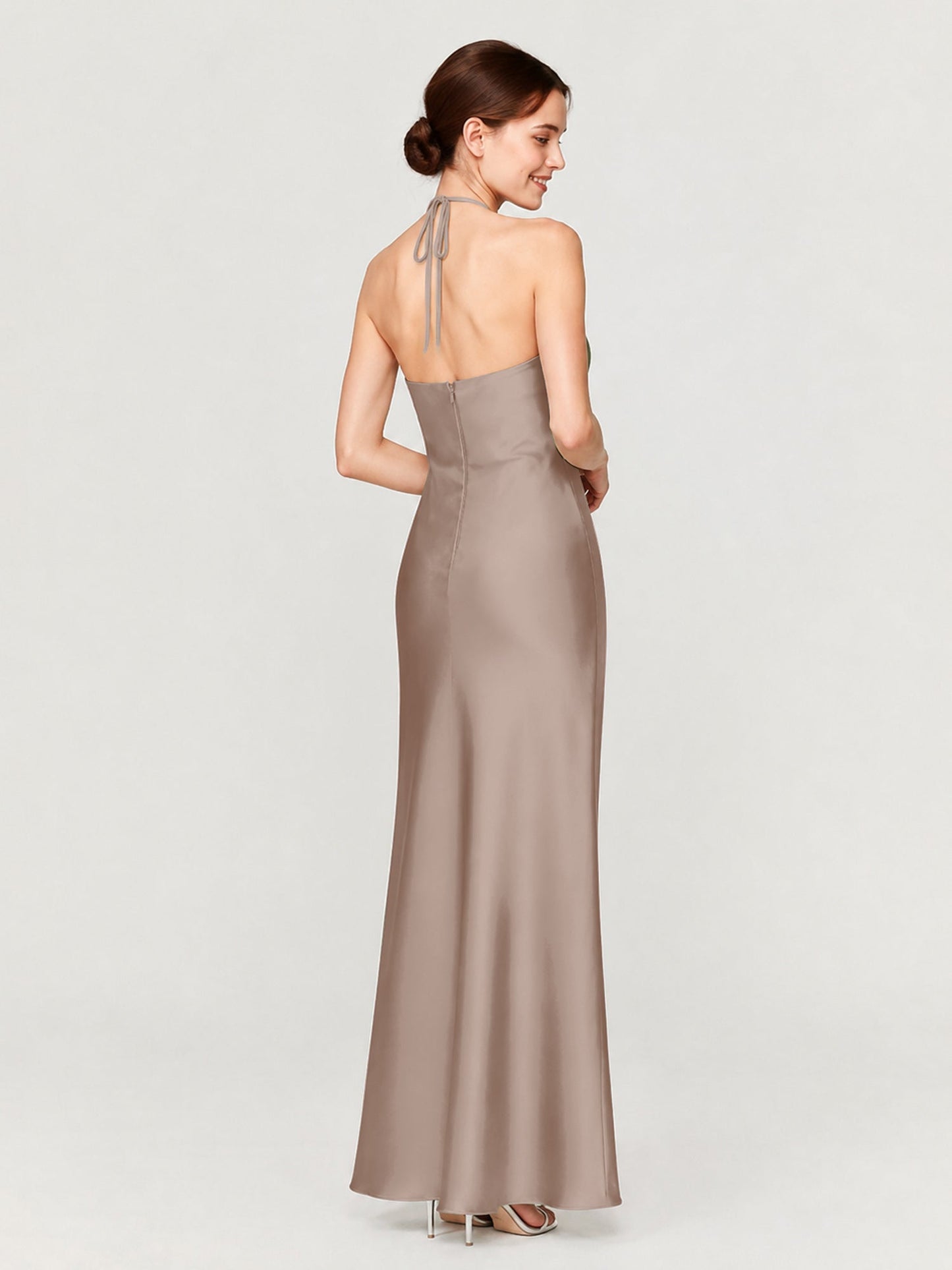 Margot Acetate Satin Halter Dress