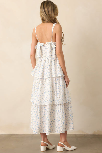 Isadora Blue Floral Tiered Maxi Dress