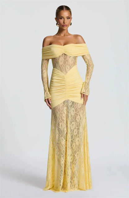 Celestine Sheer Strapless Maxi Dress