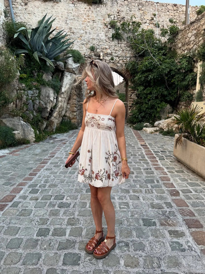 Vivienne Cotton Embroidered Mini Dress