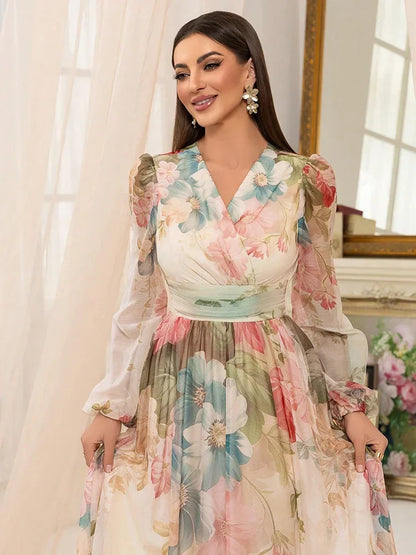 Margot Floral Linen Maxi Dress