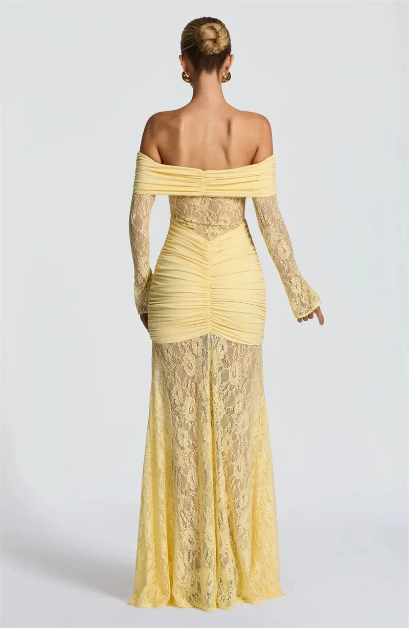 Celestine Sheer Strapless Maxi Dress