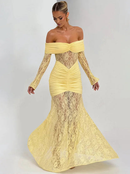 Celestine Sheer Strapless Maxi Dress
