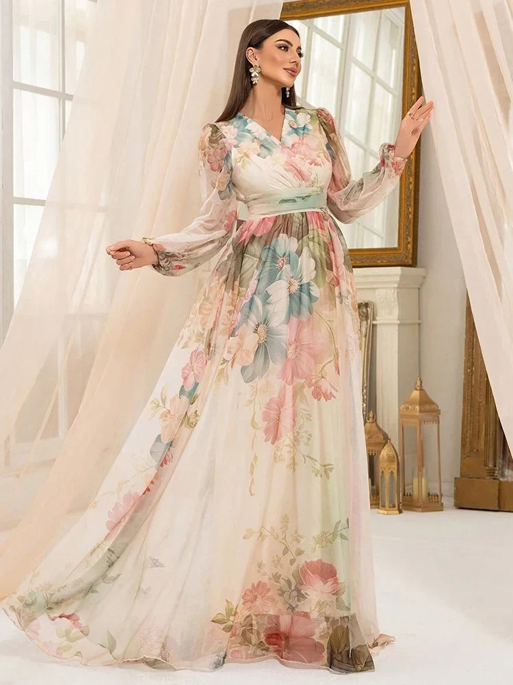 Margot Floral Linen Maxi Dress