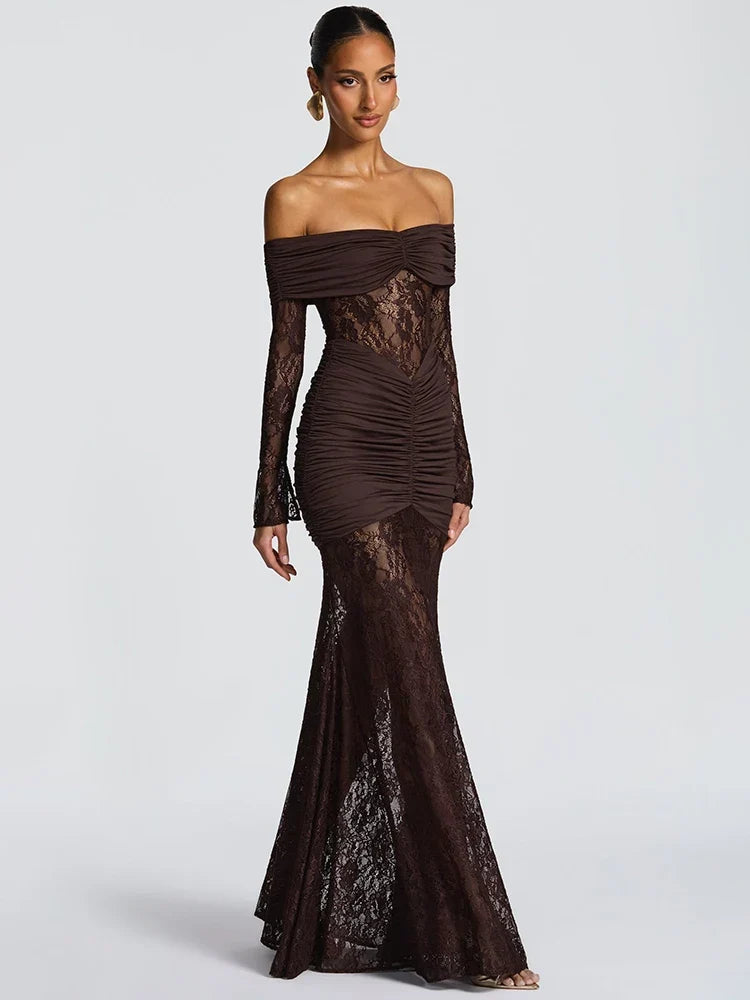 Celestine Sheer Strapless Maxi Dress