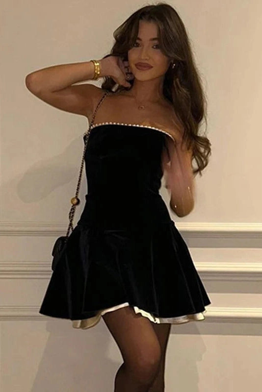 Celeste Lace-Up Off-Shoulder Mini Dress