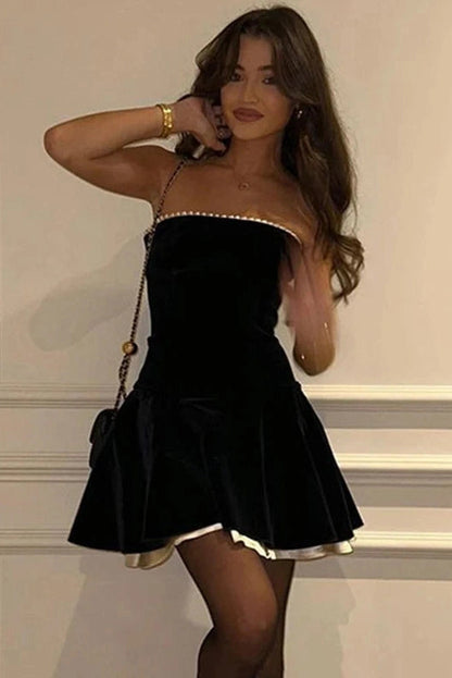 Celeste Lace-Up Off-Shoulder Mini Dress
