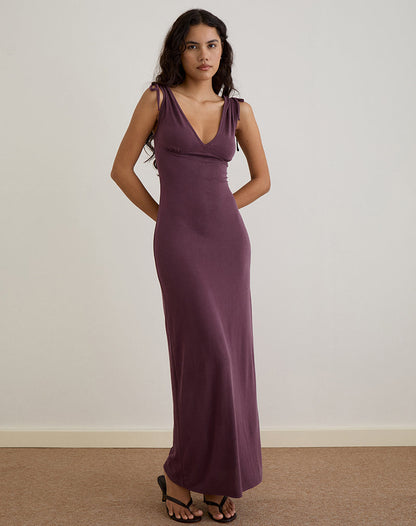 Sanyu Cupro Plunge Maxi Dress