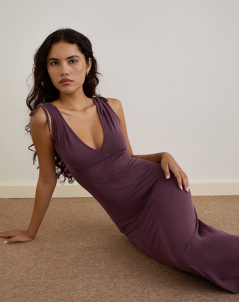 Sanyu Cupro Plunge Maxi Dress