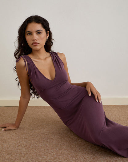 Sanyu Cupro Plunge Maxi Dress