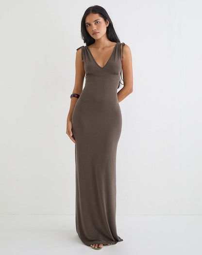Sanyu Cupro Plunge Maxi Dress