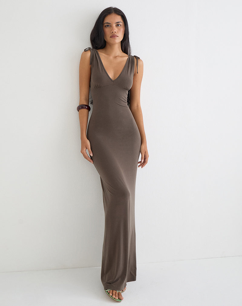 Sanyu Cupro Plunge Maxi Dress