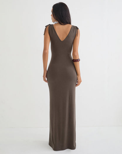 Sanyu Cupro Plunge Maxi Dress