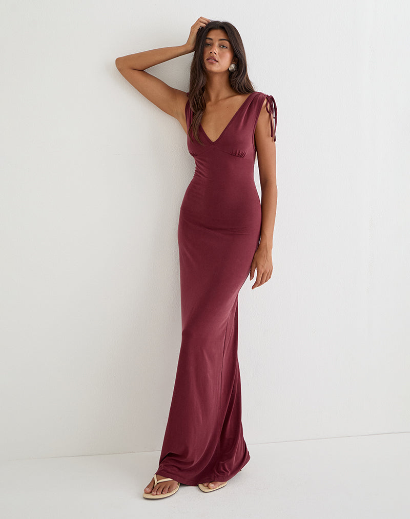 Sanyu Cupro Plunge Maxi Dress