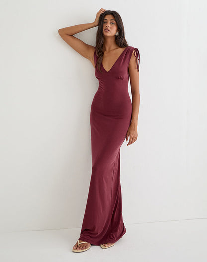 Sanyu Cupro Plunge Maxi Dress