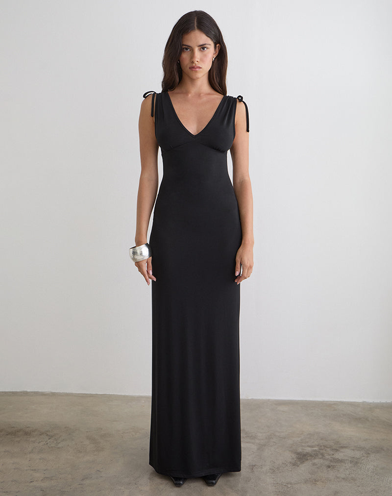 Sanyu Cupro Plunge Maxi Dress