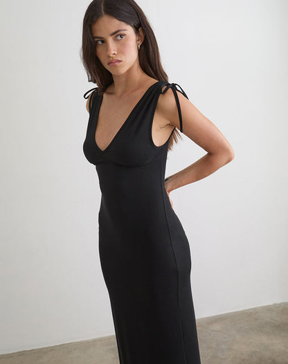 Sanyu Cupro Plunge Maxi Dress