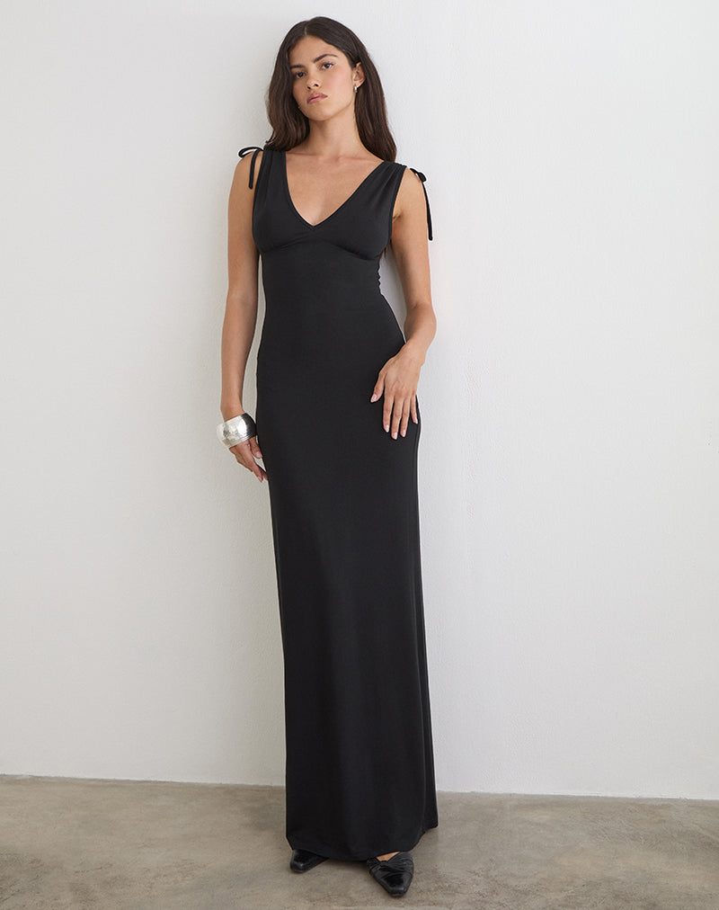 Sanyu Cupro Plunge Maxi Dress