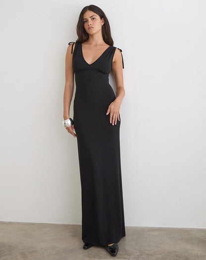 Sanyu Cupro Plunge Maxi Dress