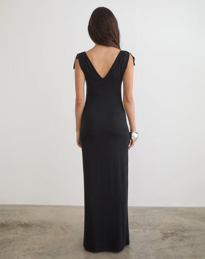 Sanyu Cupro Plunge Maxi Dress