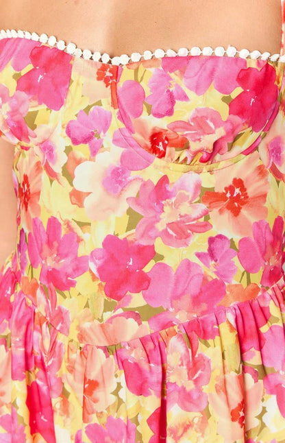 Samantha Yellow Floral Mini Dress