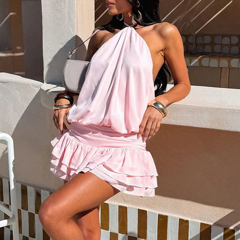 Celia Off-Shoulder Pleated Mini Dress