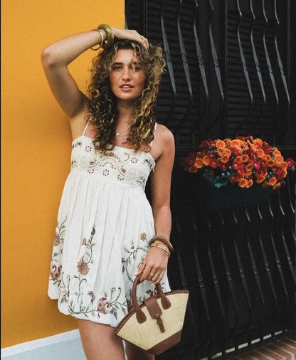 Vivienne Cotton Embroidered Mini Dress