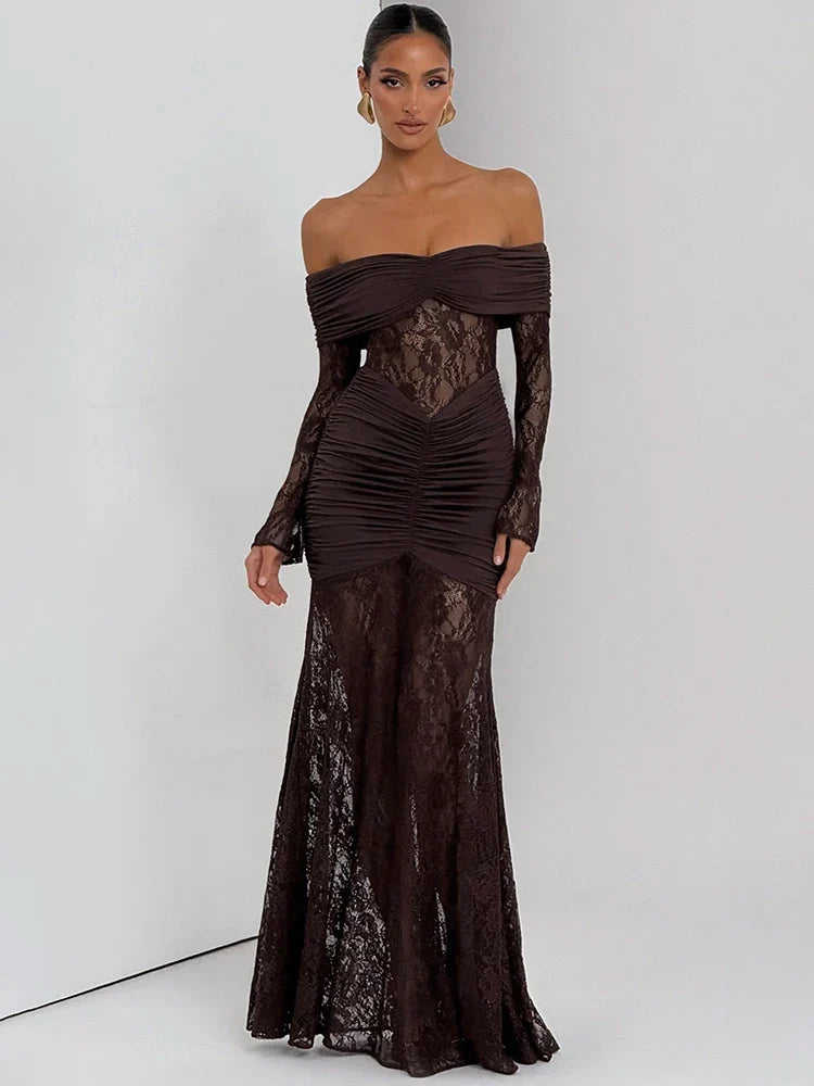 Celestine Sheer Strapless Maxi Dress