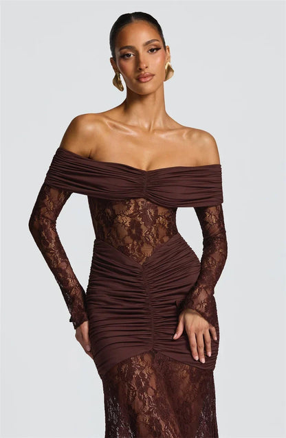 Celestine Sheer Strapless Maxi Dress