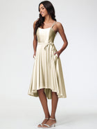 Celeste Satin High-Low Bridesmaid Dress