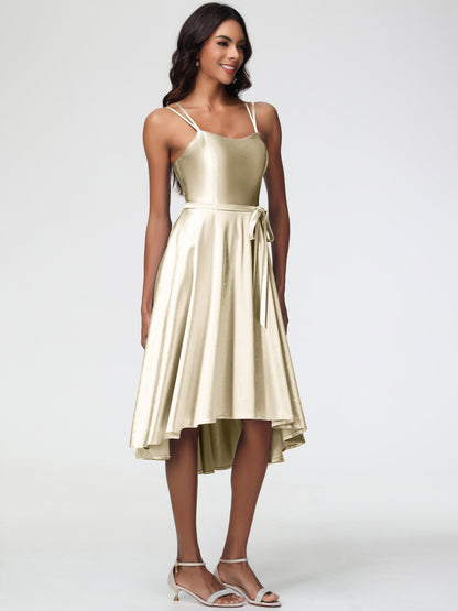 Celeste Satin High-Low Bridesmaid Dress