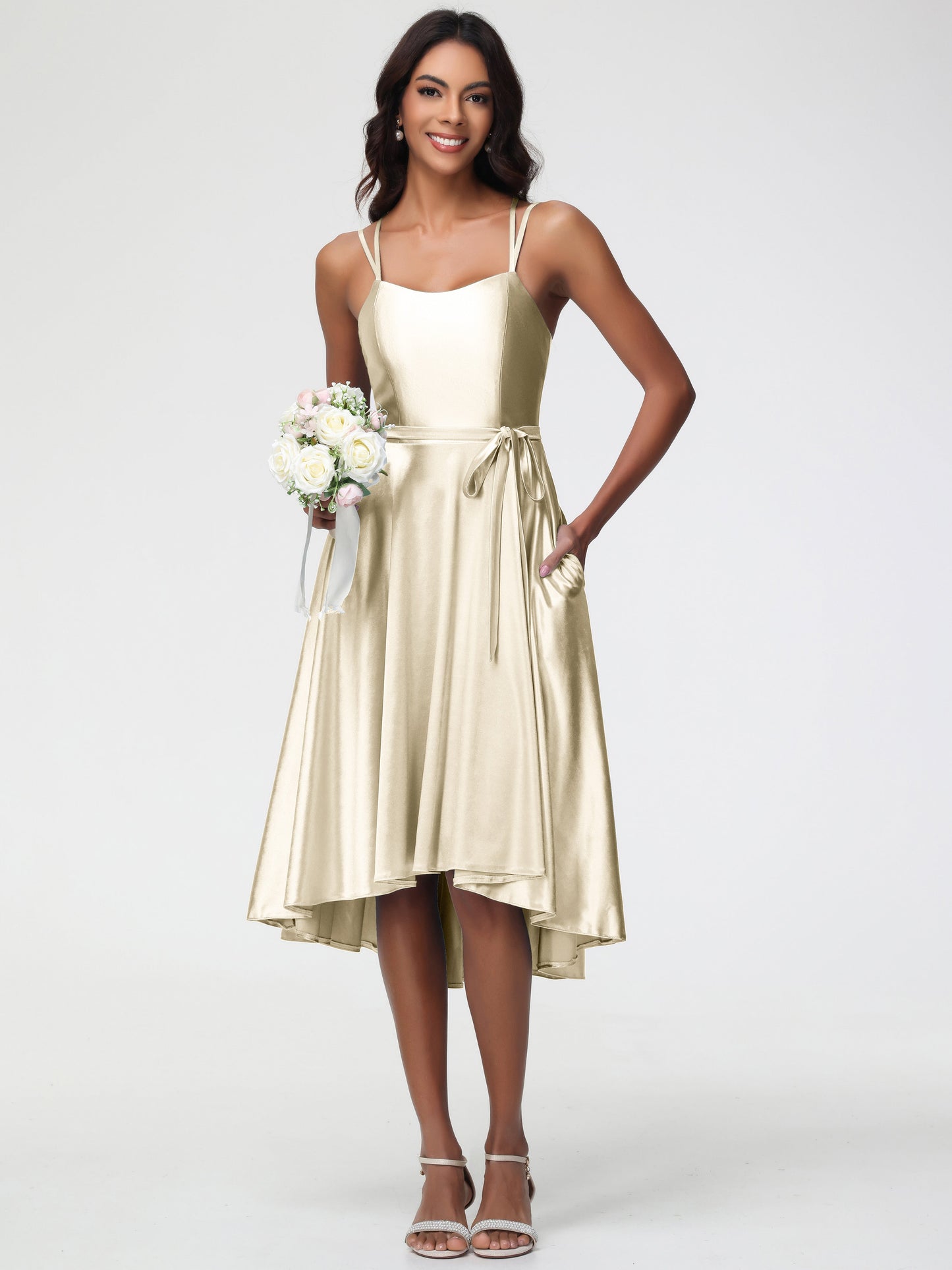 Celeste Satin High-Low Bridesmaid Dress