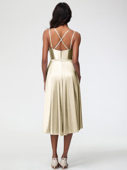 Celeste Satin High-Low Bridesmaid Dress