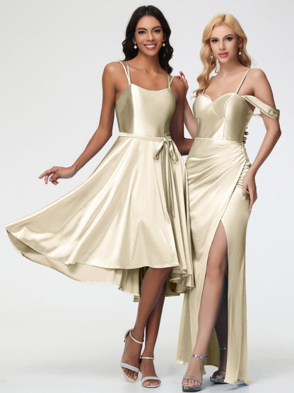 Celeste Satin High-Low Bridesmaid Dress