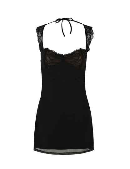 Nyomi Crepe Mini Dress in Black