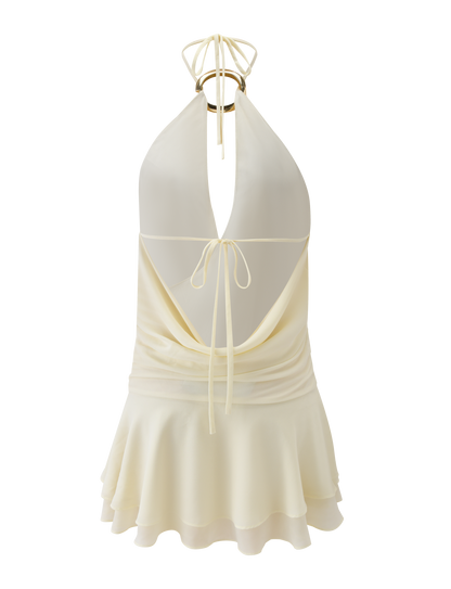 Margot Linen Mini Dress in Ivory
