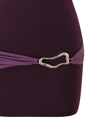 Eos Silk Mini Dress in Aubergine & Iris