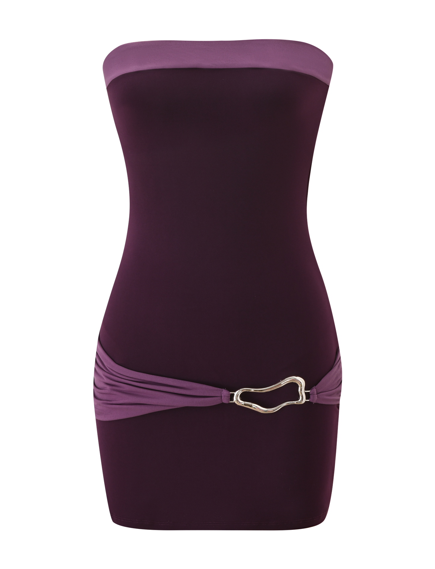 Eos Silk Mini Dress in Aubergine & Iris