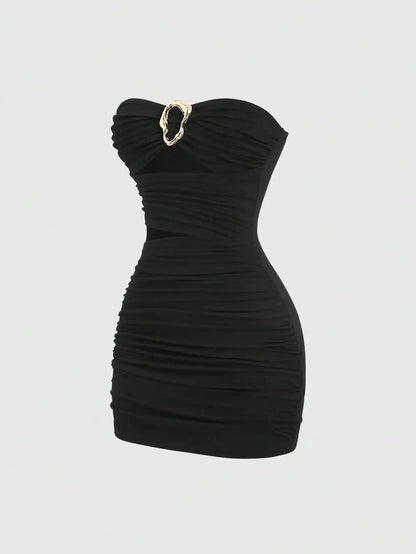 Margot Ruched Mini Dress in Army Green