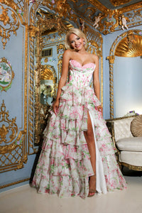 Ivory/Pink/Green Print